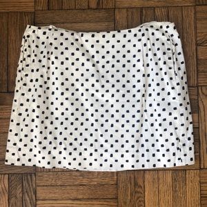 J. Crew White with Navy Dot Mini Skirt, Size 10